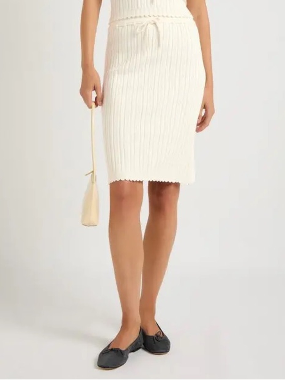 Reformation Erin Pointelle Stretch-Cotton  Skirt